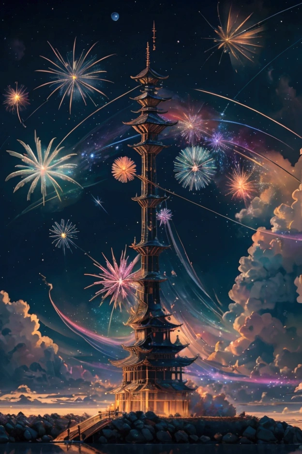 The world we see、Iridescent幻想的なNight Sky、constellation,Mysterious Landscape、firework、firework大会、Iridescentfireworkが打ちあがっている瞬間、夜nullとともに、幻想的な海景色で壮大なfirework、future都市、Highest quality、masterpiece, (Diffuse reflection of light:1.2), When the fantastic rainbow turns into shadow, bathed in a mystical atmosphere.Cast magic spells. evoke a sense of wonder and awe. A fusion of natural grandeur and magic, Weaving dreams into reality. Behold, null, And the unknown, wonderful風景、 Iridescentconstellation、Iridescent空包み込まれそうな瞬間,When the stars shine in rainbow colors、Astronomical Observation、Planetarium、meteor、colorful,美しいconstellation、3D,wonderful景色,Night Sky,An atmosphere full of dreams and hope,masterpiece.16K, Ultra-high resolution, to be born,wonderful ,future、Iridescent、The world 30 years from now。
