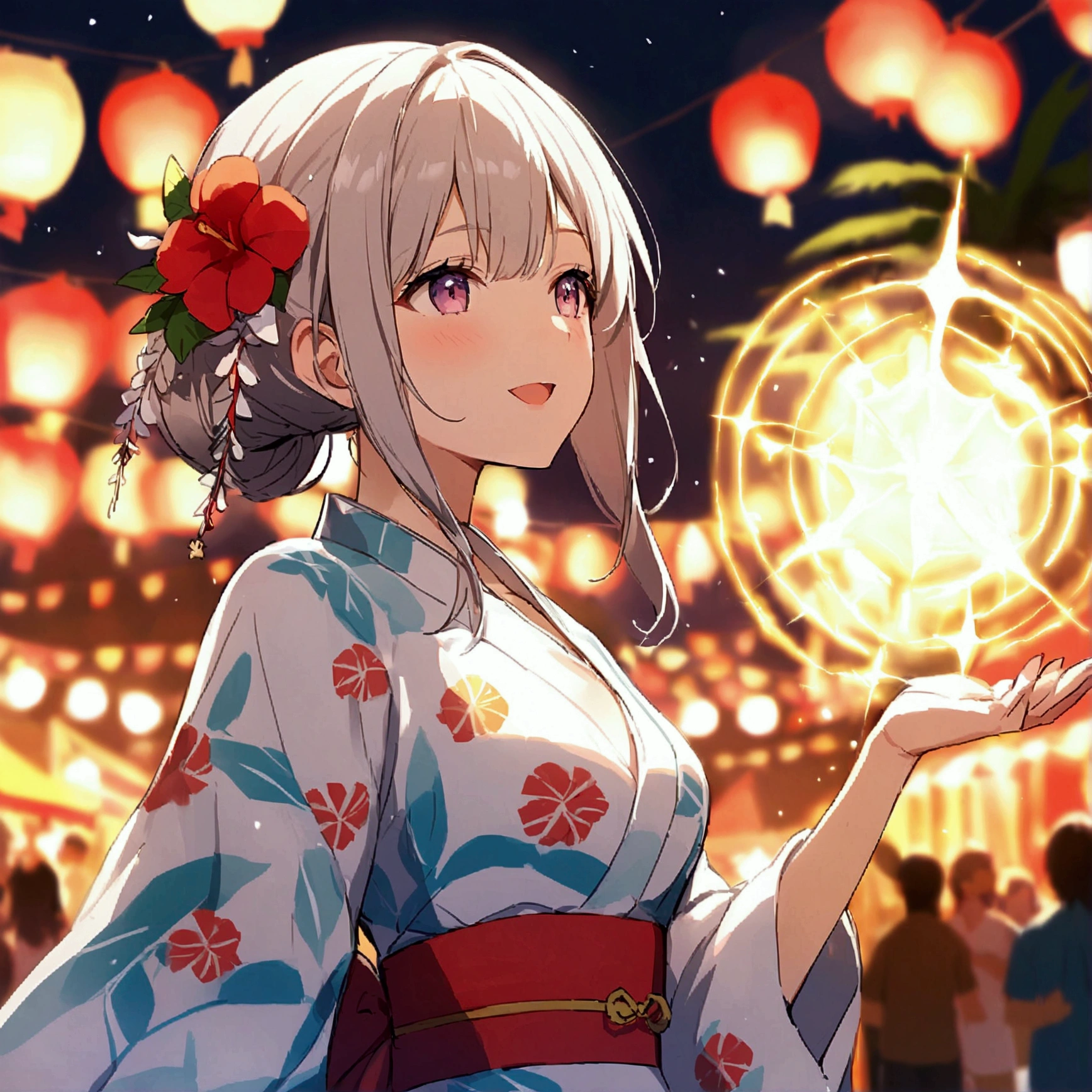 Summer festival girl&#39;s face up yukata