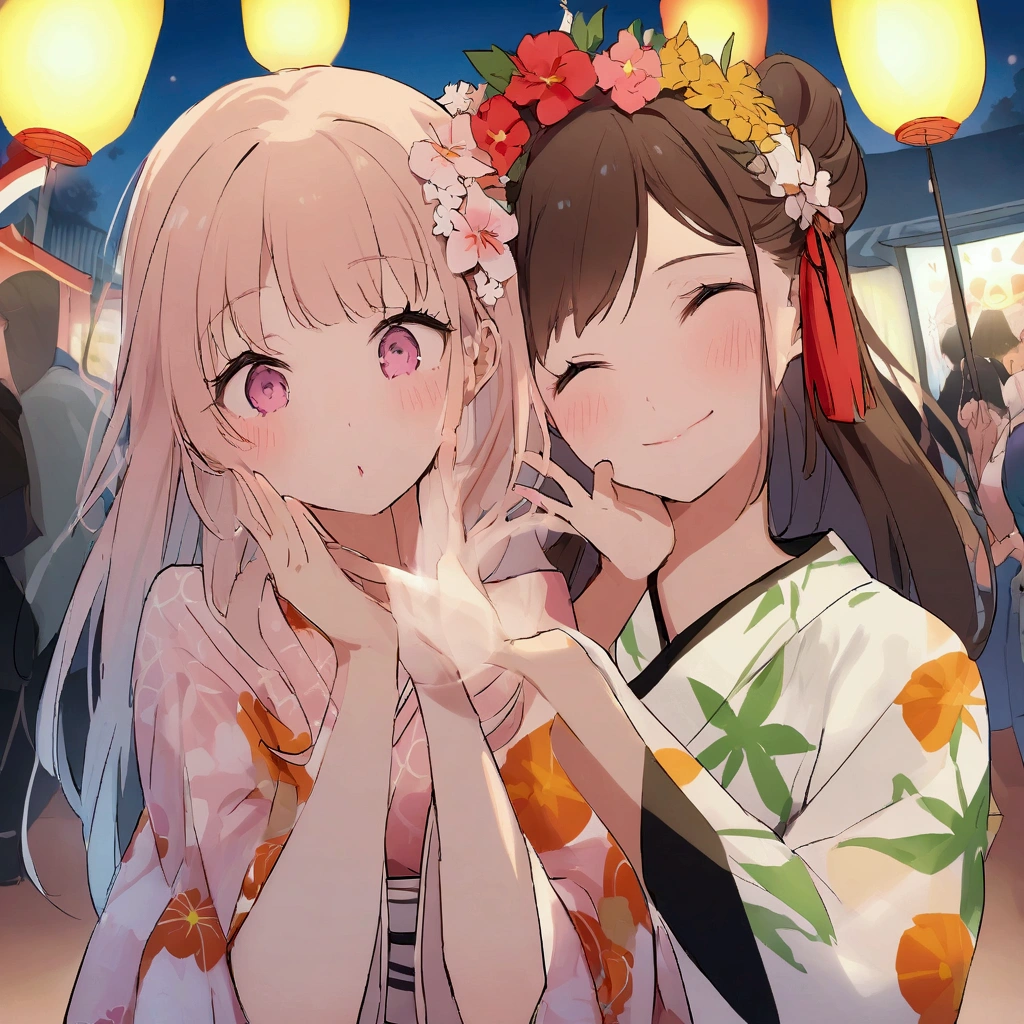 Summer festival girl's face up yukata