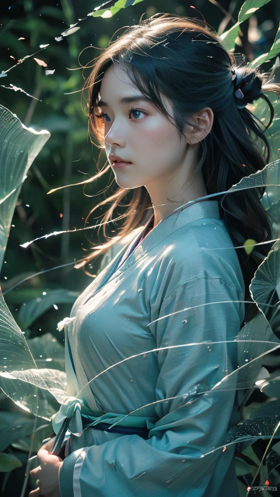(((8k))), (((High resolution))),((Highest quality)),Beautiful Shrine Maiden,Upper body only,Close-up of face,beam from right hand,battle mode, blue aura swirling around the body,fog,mystic atmosphere,shrine,Serious face,Ultra-realistic,8k,Ultra-fine,Super detailed