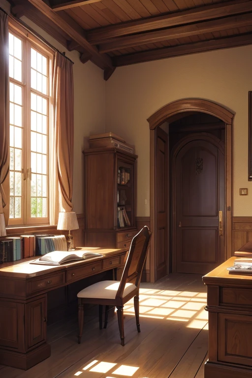 Medieval European Room。big desk。Sit on a chair30Commander of the Knights of the。