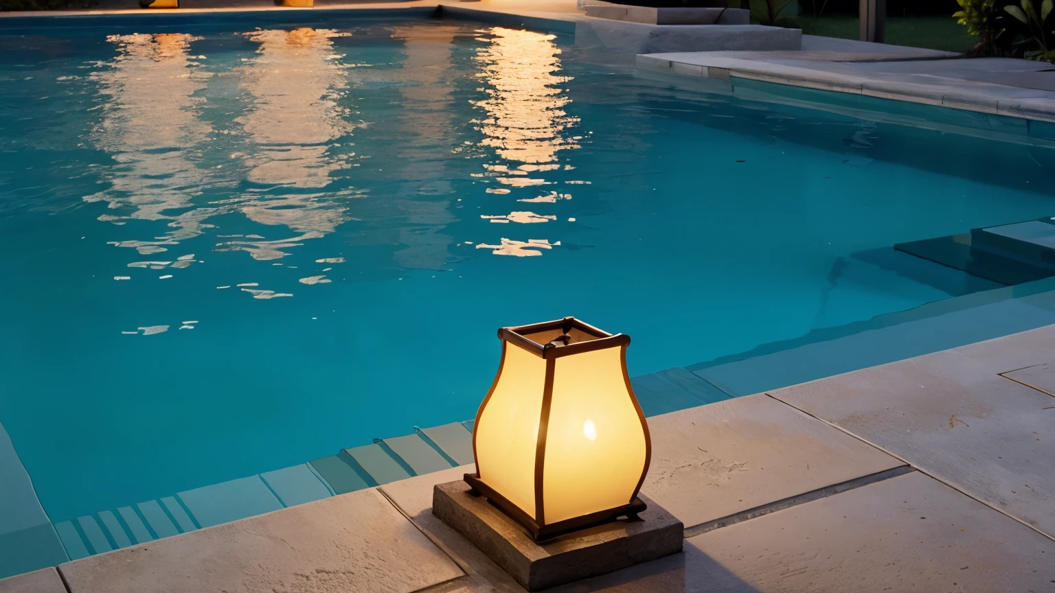 close up of lamp with pool on a evening on the background 