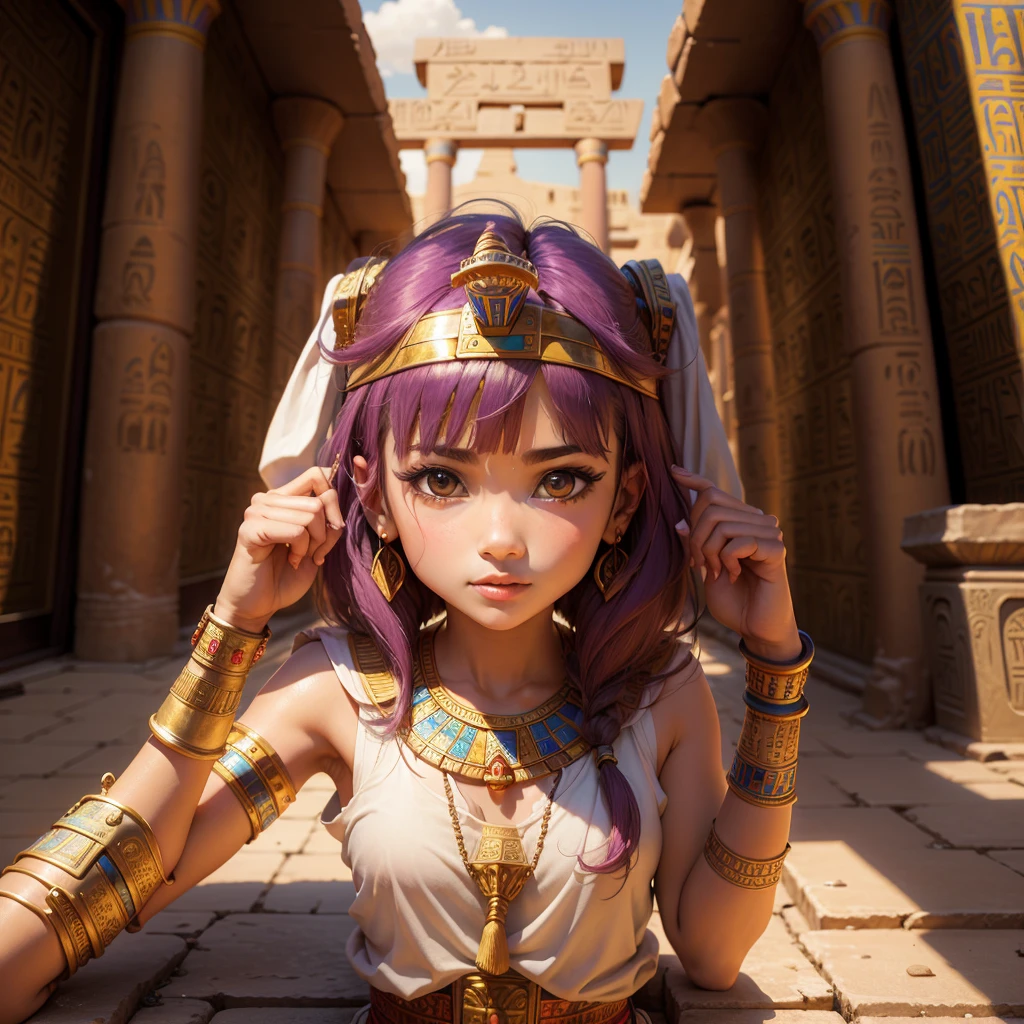 Cute ancient Egyptian princess、Colorful temples of ancient Egypt、The colorful streets of ancient Egypt