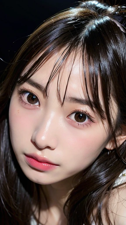 (Highest quality、8k、32K、Masseter muscle area、Hmph:1.2)、Cute Japanese Girl、1 girl、Beaver、profile、(Slim figure:1.2)、(Lips) 、(Black Hair)、double eyelid、Glowing Skin、Realistic Layer、Beautiful Face、(Laughter:1.3)、squat、(From above:1.2)、(Close-up:1.4)、Pink Tank Top、Blurred Background、(Front Focus)、(dark: 1.6)、Fantasy art、Photorealistic、Professional Lighting、Highly detailed face、Award-winning、Deep Shadow、