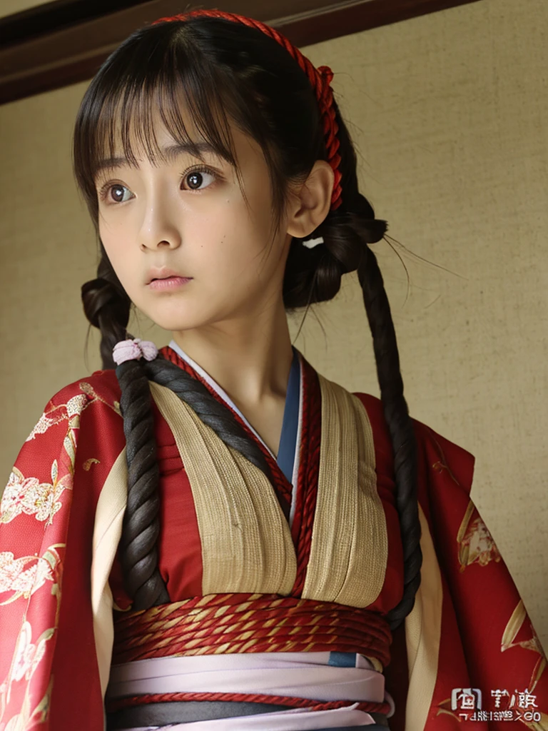 ((highest quality, masterpiece :1.3)), Photorealistic、Ultra-high resolution、Natural skin texture、Hyperrealism、Beautiful Japanese girl in her early s、japanese kimono、bdsm with rope、playroom、Frightened expression、My eyes are watering