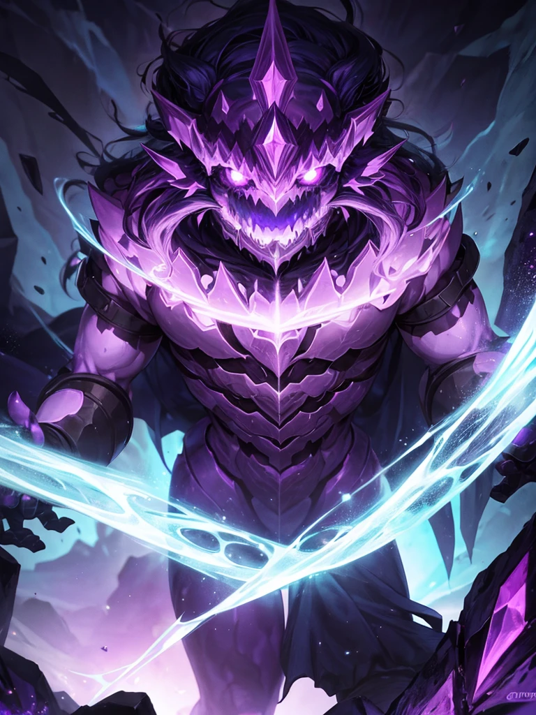 Dark cave purple fog corrupted crystals giant golem 1 purple crystal eye