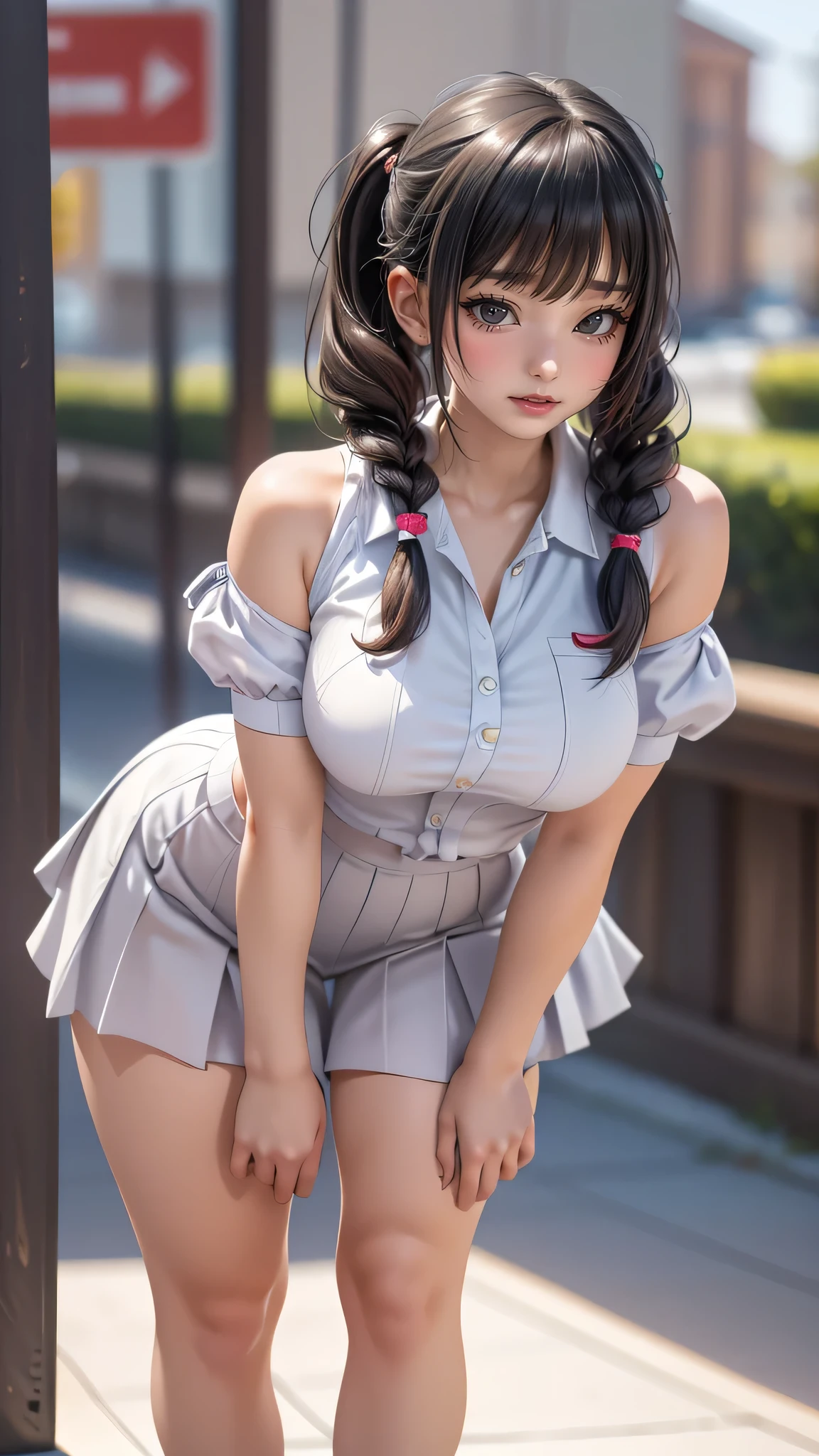 full body,high school girl,(leaning forward:1.2),(random hairstyle),(Highest image quality,(8K), Ultra-realistic, Best Quality, High quality, High Definition, high quality texture, high detailing, Beautiful detailed, fine detailed, extremely details CG, Detailed texture, realistic representation of face, masterpiece, presence)