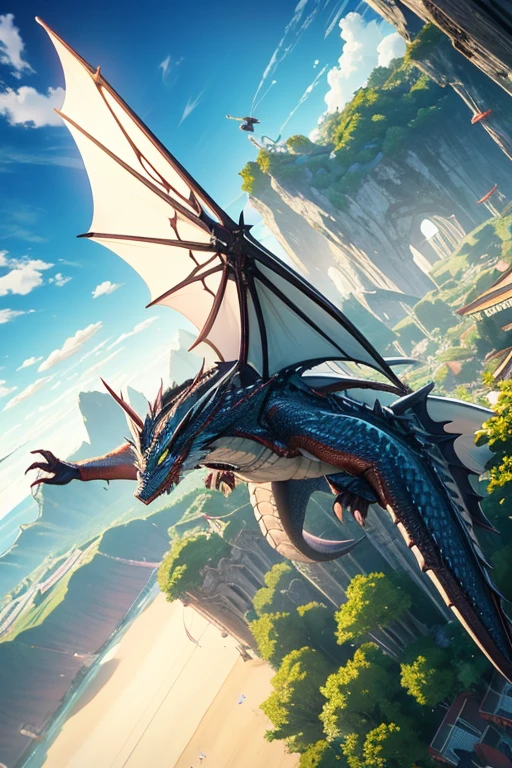 A flying dragon seen from the ground。
