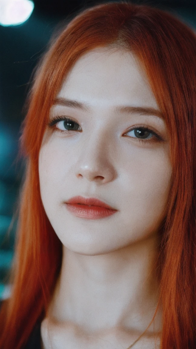 cinematic film, Realistic photograph,
Best quality, Raw photo, face portrait, a young cyborg woman with fiery red hair. Her face fills the frame, bathed in neon hues, exuding determination and mystery amidst a futuristic backdrop, Fujicolor Pro 400H, L USM
,shallow depth of field, vignette, highly detailed, high budget, bokeh, cinemascope, moody, epic, gorgeous, film grain, grainy,