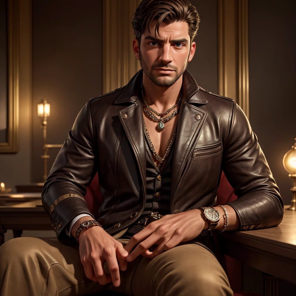 man's hand, expensive luxury watch, close-up, detailed face, intricate mechanisms, high-end timepiece, vintage style, premium materials, leather band, stainless steel, elegant design, luxury fashion, high-quality craftsmanship, cinematic lighting, dramatic shadows, chiaroscuro effect, moody atmosphere, rich colors, warm tones, depth of field, attention to detail, photorealistic rendering, hyper-realistic, museum-quality, breathtaking clarity, exquisite precision