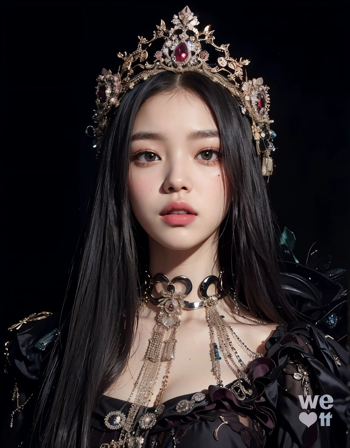 Close-up of woman wearing teal and necklace, portrait of Blackpink&#39;s Josh, Blackpink&#39;s Josh, blackpink jennie, Blackpink&#39;s Roseanne Park, Beautiful vampire queen, Jaeyeon Nam, Beautiful vampire female queen, Taejun Kim, Portraits of Korean female idols, Brutal Korean Goth Girl, she is the queen of black roses, Blackpink Jisoo