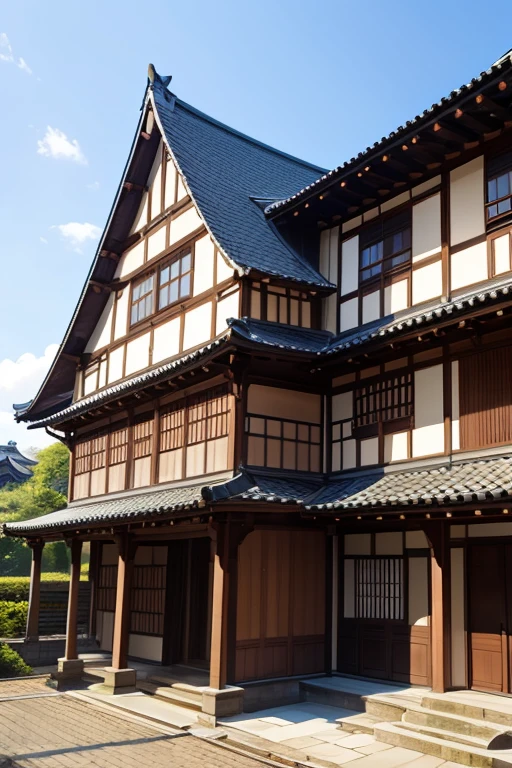 A building that combines medieval European and Japanese architectural styles。