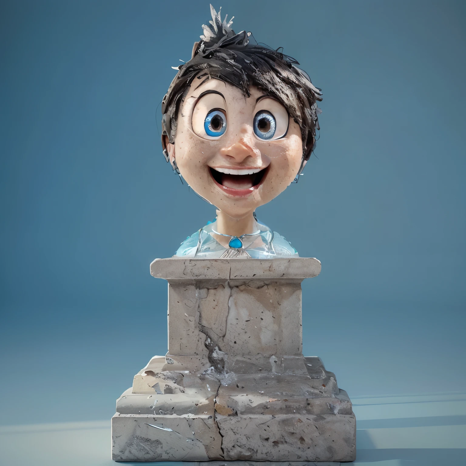 statue smooth concrete stone texture statue smooth concrete stone texture statue smooth concrete stone texture statue smooth concrete stone texture This is a monument depicting Joy from the animated movie "Inside Out." The statue, set on a classical pedestal, captures Joy's energetic and cheerful essence, showcasing her big, bright eyes and wide, joyful smile. Her hair, lively and untamed, adds to the character's dynamic and optimistic personality. The bright turquoise backdrop accentuates the statue, emphasizing its playful and spirited nature. vibrant contrast to his attire and accessories.аffects render, (glossy plastic texture with multiple big light probe refractions), perfect cgi, smooth silhouette, high intensity refraction, (super glossy plastic material), most beautiful vfx, , realistic, 4k, high resolution, rim light, smooth 3d model, multiple light sources, rim light, sharp post effects render,, realistic, 4k, high resolution, rim light detailed digital art, reflective, best quality, 4k, masterpiece:1.2, ultra-detailed, realistic, vivid colors, The image of the highest quality, ensuring every detail showcased perfectly. It in 4k resolution, allowing viewers to immerse themselves in the richness of the colors and intricate details. The realistic rendering. under the spotlight, reflecting, high-resolution image, realistic rendering