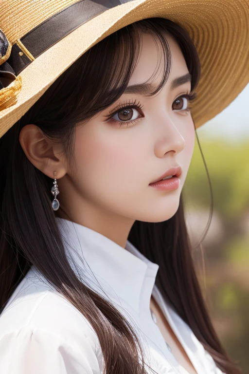 masterpiece、Highest quality、8k、Attractive beautiful large almond-shaped eyes、Big black eyes、Long eyelashes、美しい桜colorの唇、A high, well-defined nose、color々Hairstyle、美しく輝くcolor々な髪color、((Realistic:1.3))、Cinematic lighting、Challenging eyes、Bold composition、Detailed face on the market、Detailed、Golden Ratio Face、Ultra-high resolution、Beautifully detailed and realistic white skin、Cute cowboy beautiful girl、Western Hat、revolver、western drama