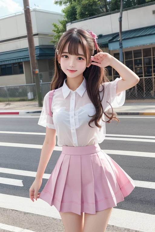 Cute Girls、high school girl、Idol、A mini skirt fluttering in the wind、See-through