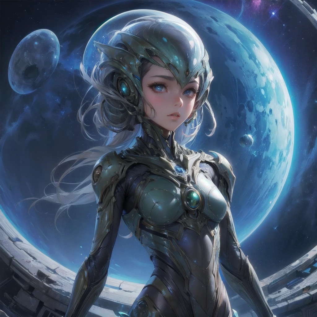  masterpiece, (textured skin), best quality, gorgeous beautiful, (a beautiful girl,alien,mysterious),detailed clothes,large breasts,narrow waist,, (beautiful face), cinematic lighting, (fantasy anime art ),