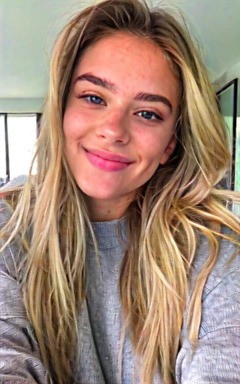 blonder woman, eyes you see, 16 year old young man, angle 45 degrees, instagram friendly smile, Perfect beauty
