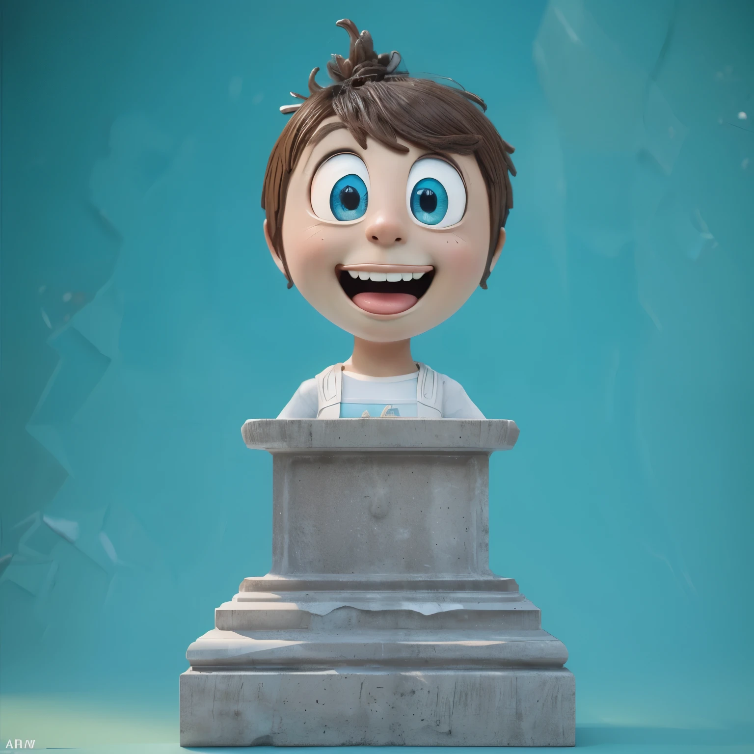 statue smooth concrete stone texture statue smooth concrete stone texture statue smooth concrete stone texture statue smooth concrete stone texture This is a monument depicting Joy from the animated movie "Inside Out." The statue, set on a classical pedestal, captures Joy's energetic and cheerful essence, showcasing her big, bright eyes and wide, joyful smile. Her hair, lively and untamed, adds to the character's dynamic and optimistic personality. The bright turquoise backdrop accentuates the statue, emphasizing its playful and spirited nature. vibrant contrast to his attire and accessories.аffects render, (glossy plastic texture with multiple big light probe refractions), perfect cgi, smooth silhouette, high intensity refraction, (super glossy plastic material), most beautiful vfx, , realistic, 4k, high resolution, rim light, smooth 3d model, multiple light sources, rim light, sharp post effects render,, realistic, 4k, high resolution, rim light detailed digital art, reflective, best quality, 4k, masterpiece:1.2, ultra-detailed, realistic, vivid colors, The image of the highest quality, ensuring every detail showcased perfectly. It in 4k resolution, allowing viewers to immerse themselves in the richness of the colors and intricate details. The realistic rendering. under the spotlight, reflecting, high-resolution image, realistic rendering