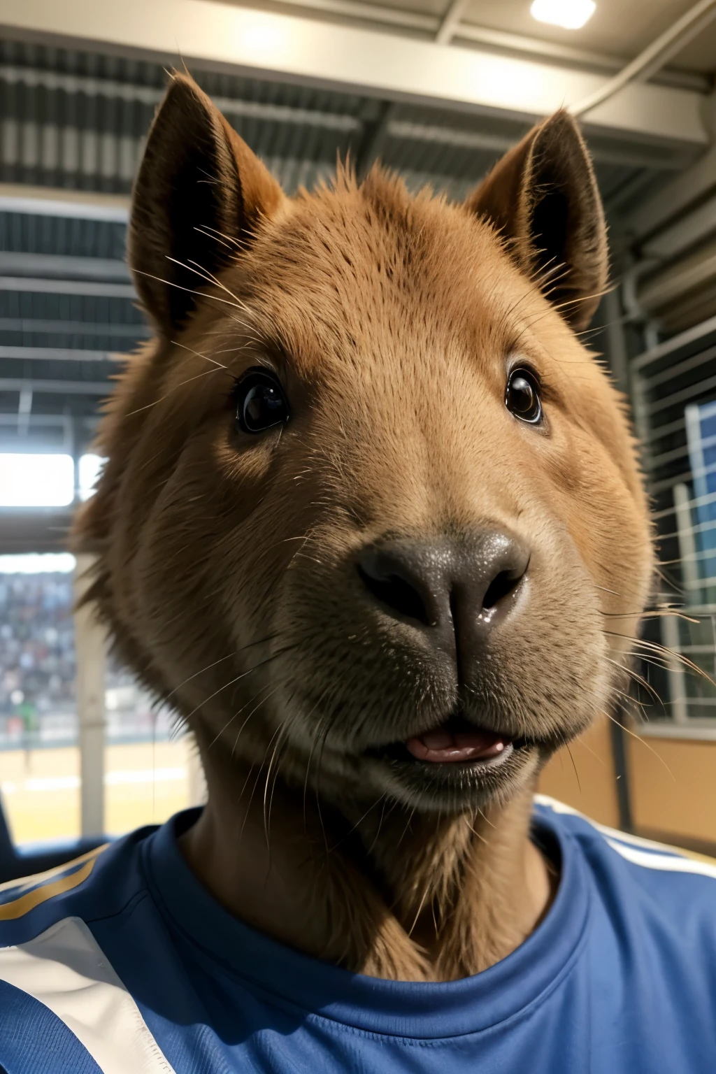 I need a good quality image of a capybara that is drinking mate and has the Boca Juniors soccer shirt
