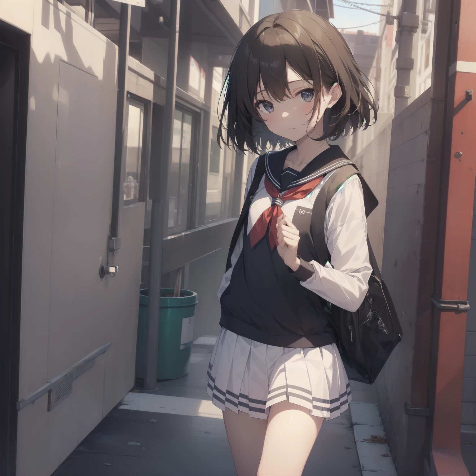 ultra-absurdres-Top quality by artist God, ultra-detailed, high resolution, anime moe artstyle, best anime 8k konachan wallpaper, pixiv contest winner, pool:2810, perfect anatomy,break, 1girl, (Please draw a girl walking sleepily to school alone. )break,(Solo,little female, 13-year-old:1.3),Full limbs, complete fingers,a junior high school student, (very short hair), short cut, flat chest, , small butt, small black eyes, beautiful detailed eyes, well-proportioned iris and pupils, expressive eyes, highres detailed hair, soft expression, salor school_uniform, sailor collar, serahuku, bow, pleated skirt,(Detailed Lighting), (Detailed background), in the School commute route. break,super detailed skin, Best cinematic lighting powered by famous artist, 8k,beauty illustration,photoshop_(medium),very aesthetic,break,((artist:kotorai )), artist:clamp ,artist:carnelian ,artist:kantoku ,
