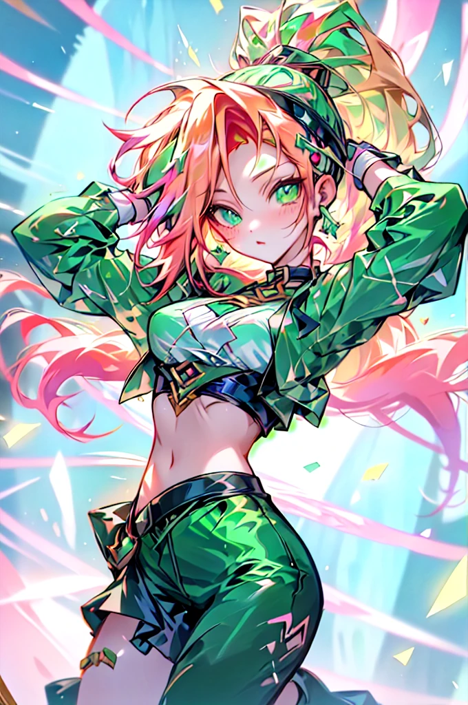 A girl from Naruto anime. Create a ninja costume for a thirteen year old girl and make her the sign of the Uzumaki clan. she red haired and green eyes
