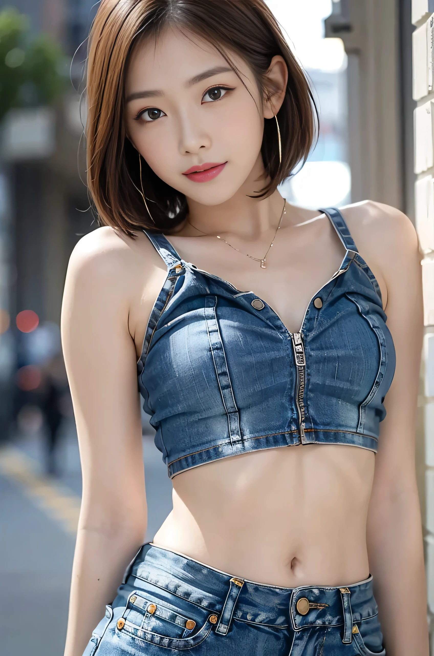 one girl, (a beauty girl, delicate girl:1.3), (, gal:1.3), (bikini, denim shorts:1.2), very fine eye definition, (symmetrical black eyes:1.3), stare at the camera, A big smile, show teeth, (room view:1.2), small breasts, brown short hair, girl, (eyes and faces with detailed:1.5), (masterpiece, best quality, ultra detailed, detailed face, 8k), cowboy shot from the floor,