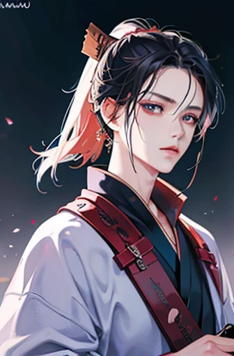 Samurai performing live with a mobile phone in hand, Highly detailed digital painting, Anime realism style, 4K Painting, Realistic anime 3D style  