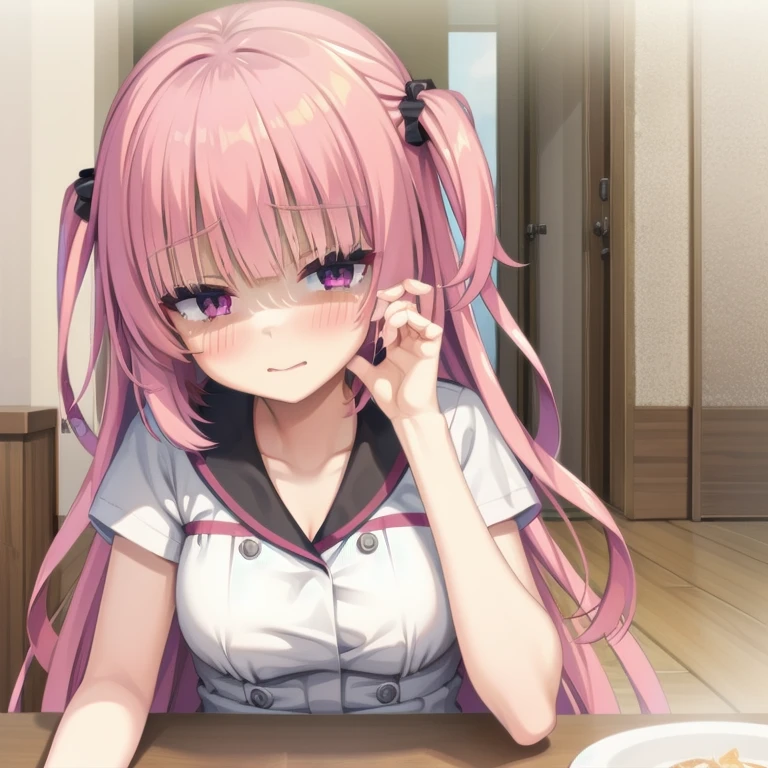 (Tabletop:1.0), (highest quality:1.4), (High resolution:1.2), From the side,Sharp contours, boyish, highest quality, masterpiece,Glasses,Voice of the Heart,20-year-old woman,yandere,Big Breasts,Chest to chest,Lying face down,Upper Body,Ecstasy,blush,Squint your eyes,Tuck up your clothes,lure