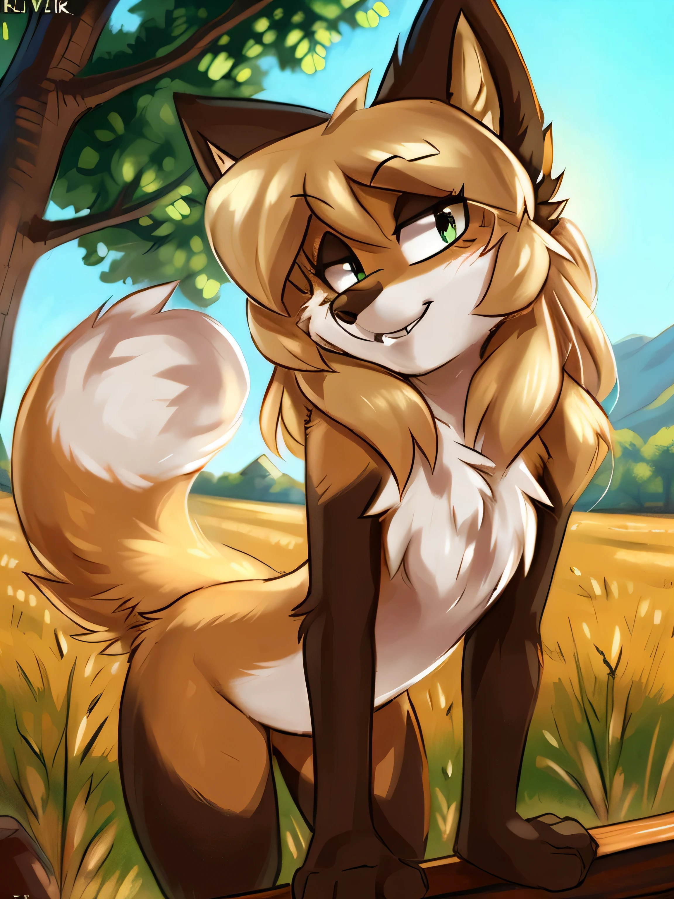 by fluff-kevlar, by Zackary911, by Kenket, by Kilinah, by fluff-kevlar, averi, fox girl, medium chest, day, sexy, sensual, detailed, uploaded to e621, beautiful and detailed portrait of an anthropomorphic vixen ((woman))), uploaded to e621, movie lighting, (detailed averi), (detailed lighting), (detailed fur), (detailed breasts), (detailed skin), BREAK, wheat field, tree, (cinematic lighting), ((detailed background)), ((depth of field)), (half body shadow), ((looking at viewer)), (medium-angle view), ((three-quarter view)), [backlighting], [detailed ambient light], [natural window lighting], [ambient light on the belly], [realistic proportions], [explicit content, adult, nsfw], [sharp focus], (questionable content), (shaded), (hi res), ((masterpiece)), half-closed eyes, bent over, leaning forward