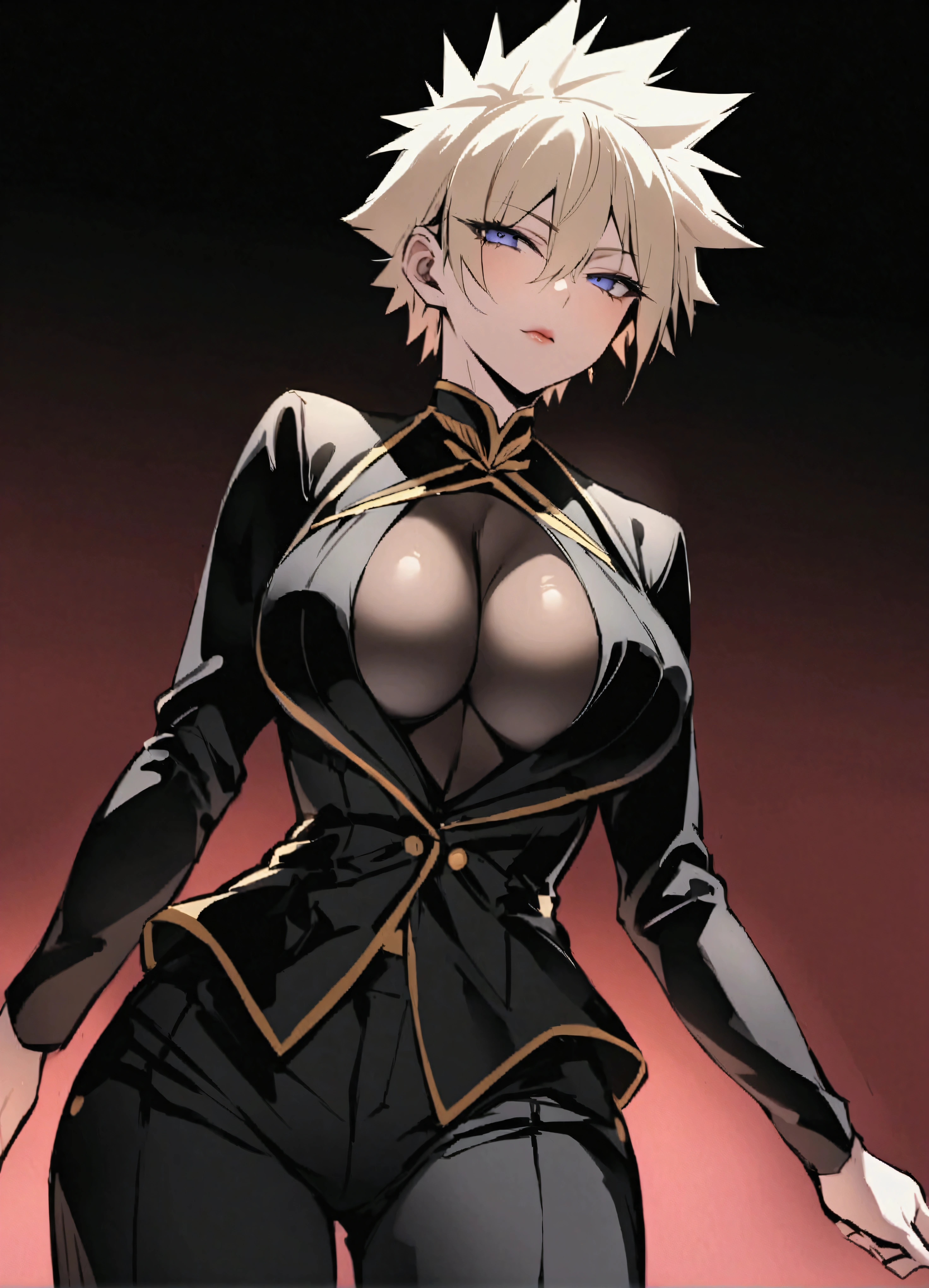 score_9、score_8_up、score_7_up、source_アニメ、solo、Staring at the audience、Seductive look、Are standing、Wearing clothes、Big Breastitsuki Bakugo、pants、