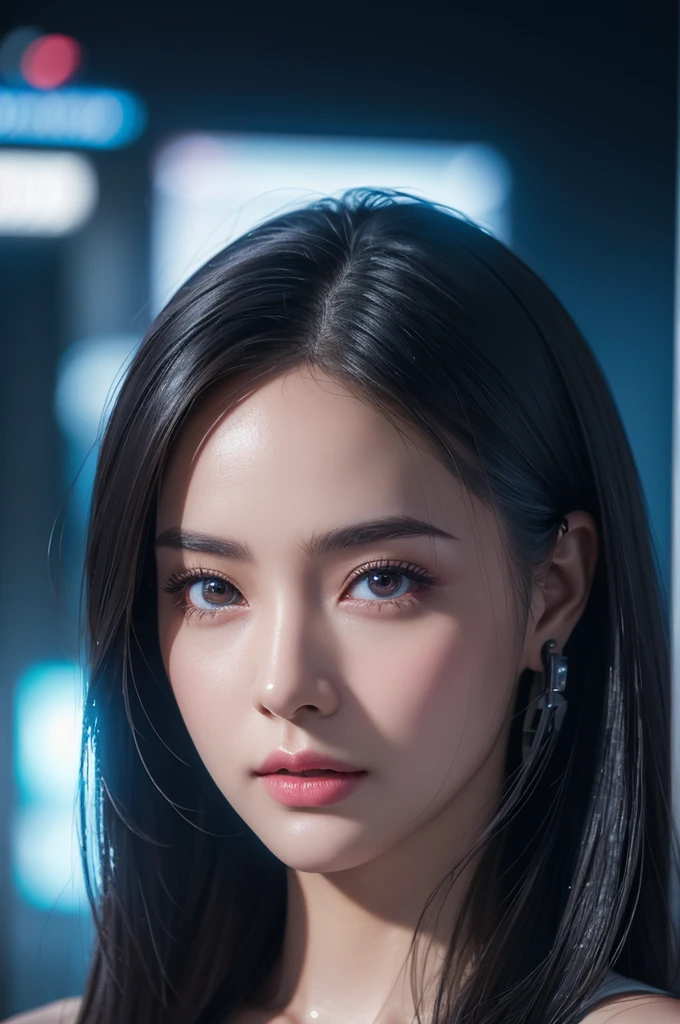 Amazing AI girls in the digital matrix, 1girl, beautiful detailed eyes, beautiful detailed lips, extremely detailed eyes and face, long eyelashes, cyberpunk, futuristic, neon lights, glowing interface, holographic display, intricate machinery, digital landscape, vivid colors, cinematic lighting, photorealistic, 8k, high quality, masterpiece, (best quality,4k,8k,highres,masterpiece:1.2),ultra-detailed,(realistic,photorealistic,photo-realistic:1.37)