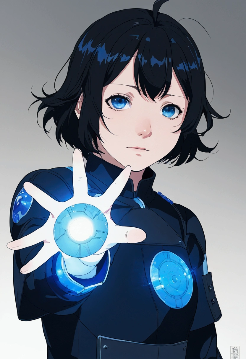 World Trigger、Girl、Black Hair、solo、Blue Light