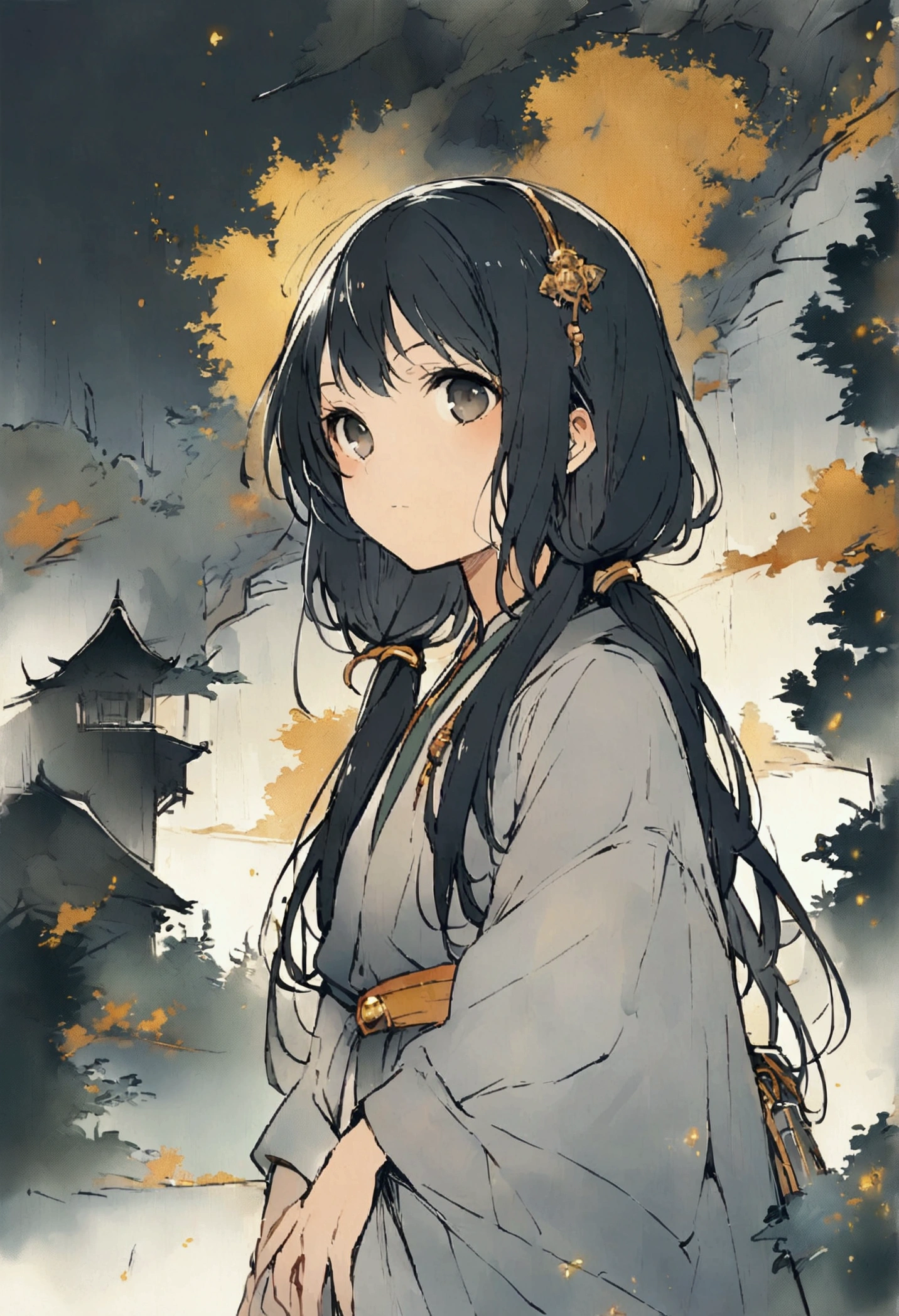 The Style of Kawanabe Kyosai、World Trigger、Black Hair、Long Hair、Trigger On、Girl