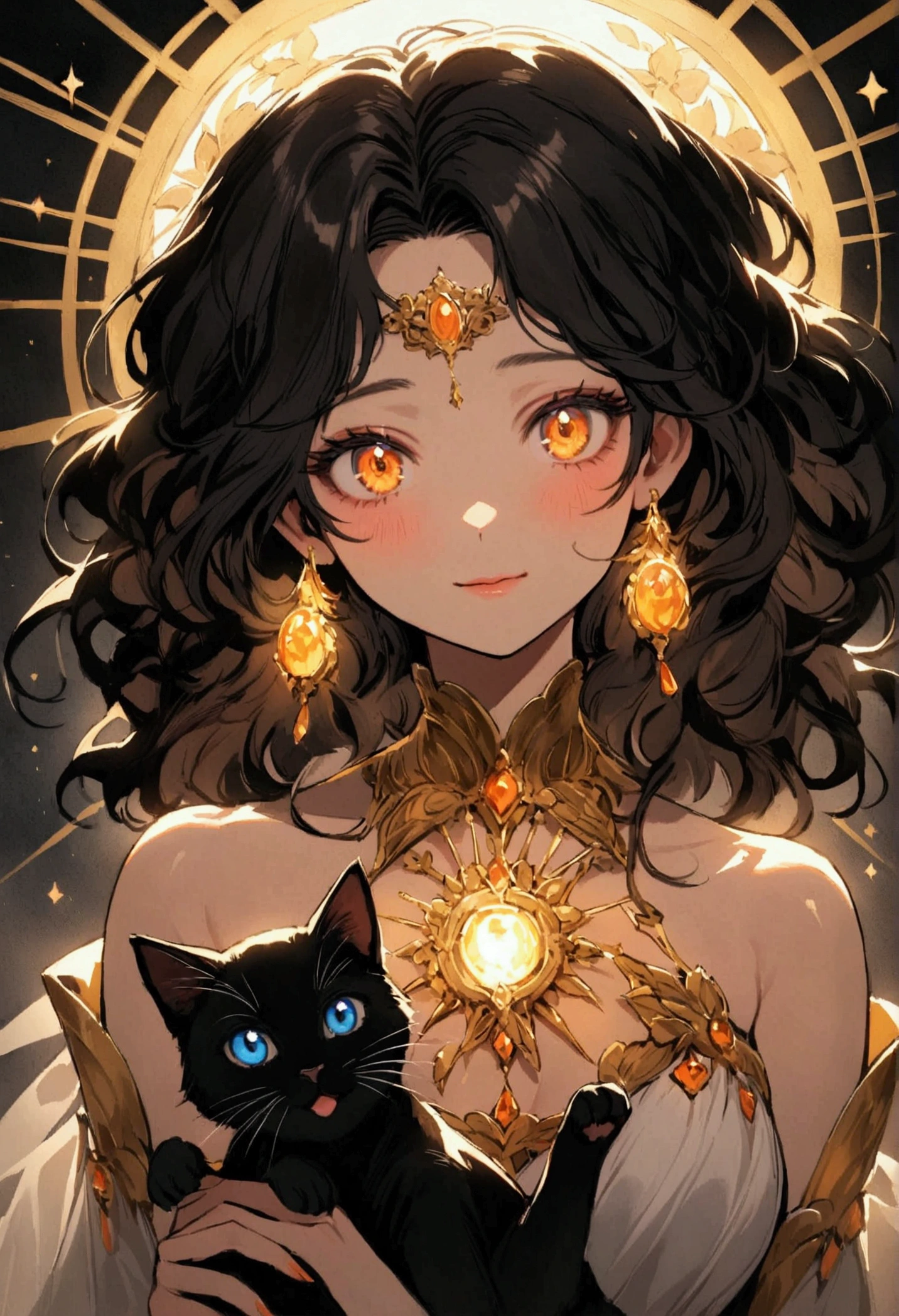 em tinta óleo 3.5D In a mesmerizing cascade of color and light, an enchanting anime girl Sensual sexyall black cats candroites viewers with her ethereal beauty afro marron neon sarada her delicate features are framed by cascading locks of shimmering arrepiado Short blue allhair, her wide, expressive eyes big gold Neon radiating with emotion. A digital painting brings this stunning character to life, depicting her in intricate detail with a seamless blend of reali