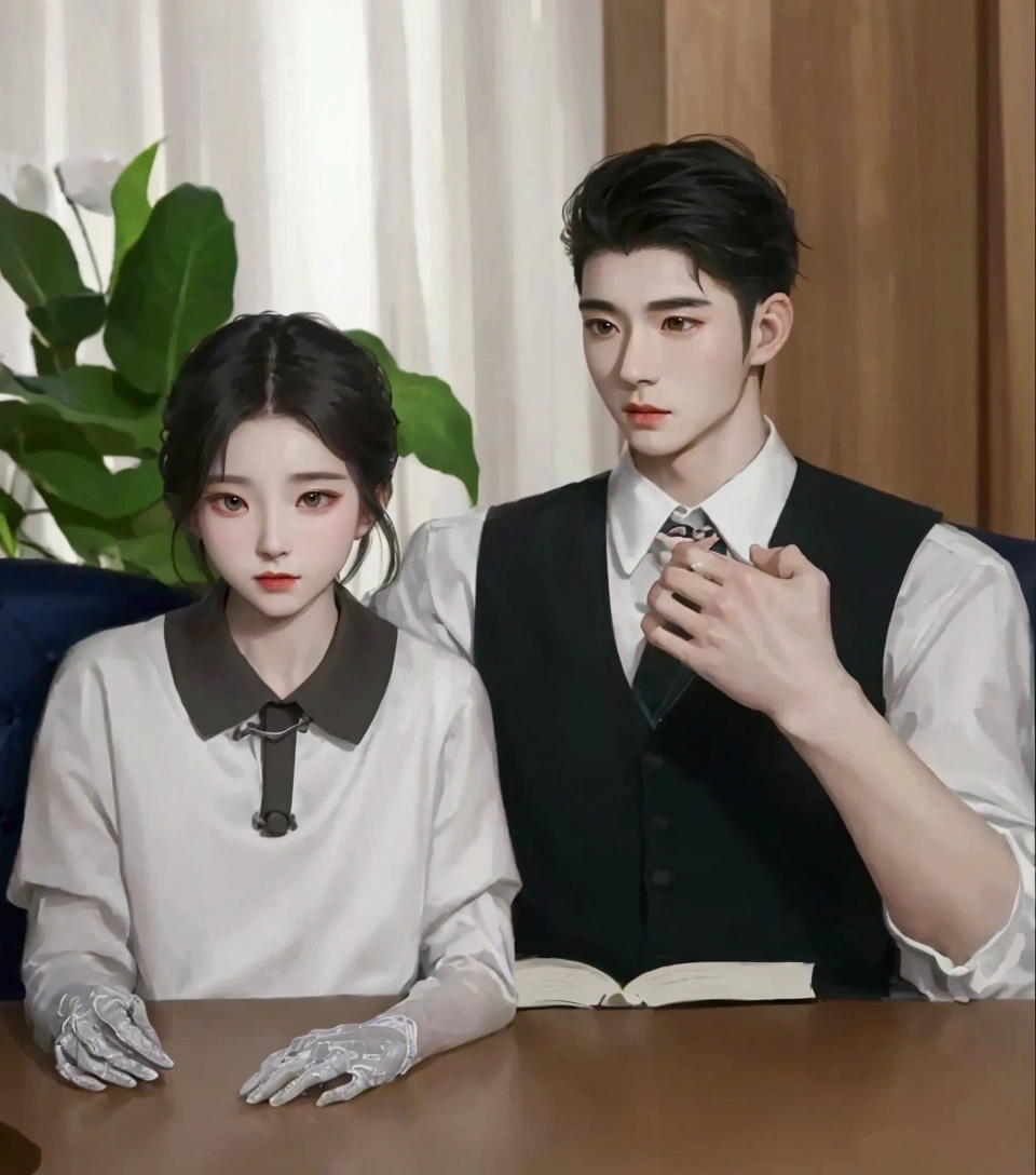 There was a man and a woman sitting at a table with books., Inspired by Ma Yuanyu, High quality fan art, Inspiration from Zhang Han, Inspired by Bian Shoumin, Inspiration from Xiao Yunkong, By Yang J, Inspired by Sim Sa Jung, Realistic art style, realistic artstyle, realistic. Cheng Yi, cute couple