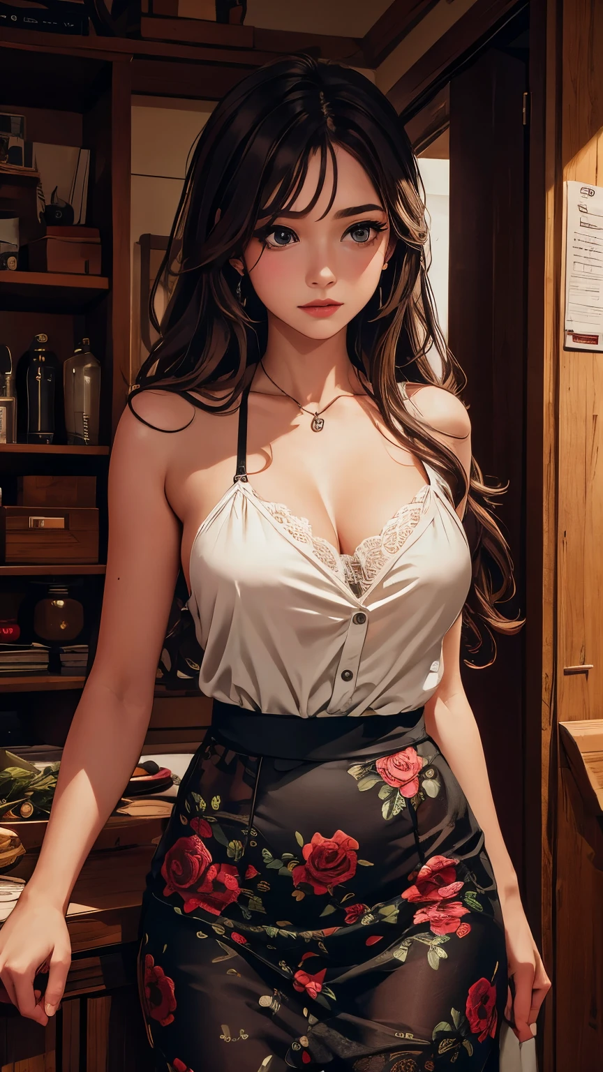 ((masterpiece, best quality)), (1 girl), (alone), (Women&#39;s Focus), (Ahog, white hair, Very long hair), Golden Eyes, open mouth, ((White shirt), (Button-down shirts), (gap button)), Permanent, White background, Dynamic angle, sideboob:1.6