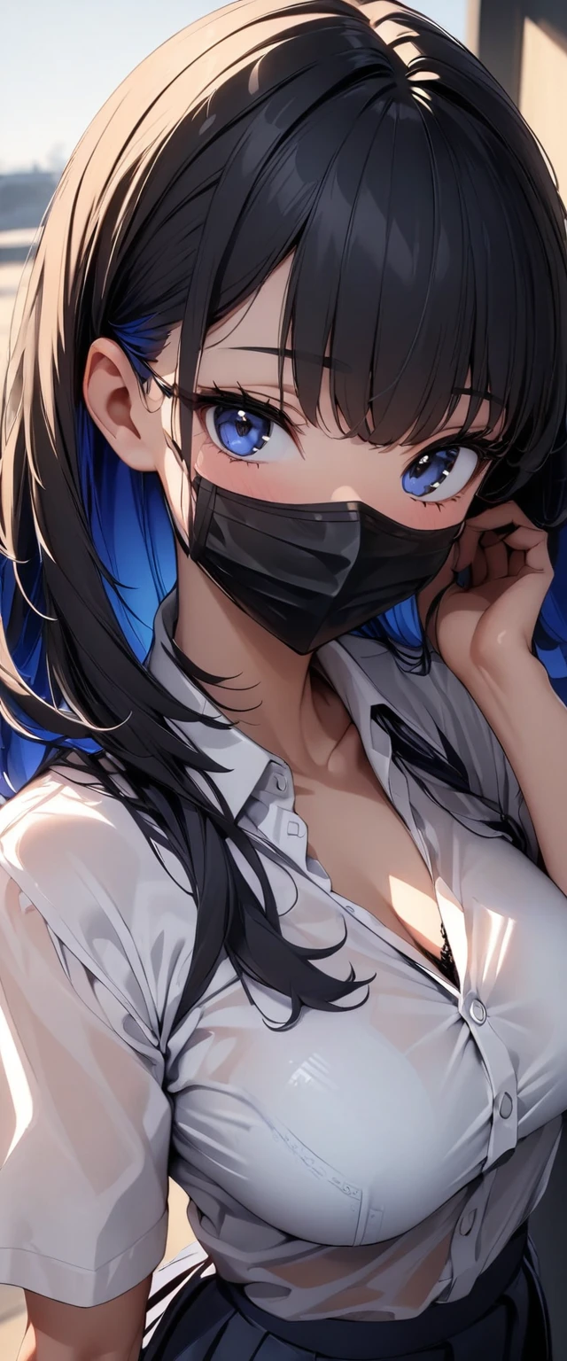 (Tabletop:1.0), (highest quality:1.4), (High resolution:1.2),(Latex lace mouth mask:1.3), Sharp contours,  boyish, highest quality, masterpiece,Glasses,Voice of the Heart,Breast milk,yandere,nsfw,Give hair