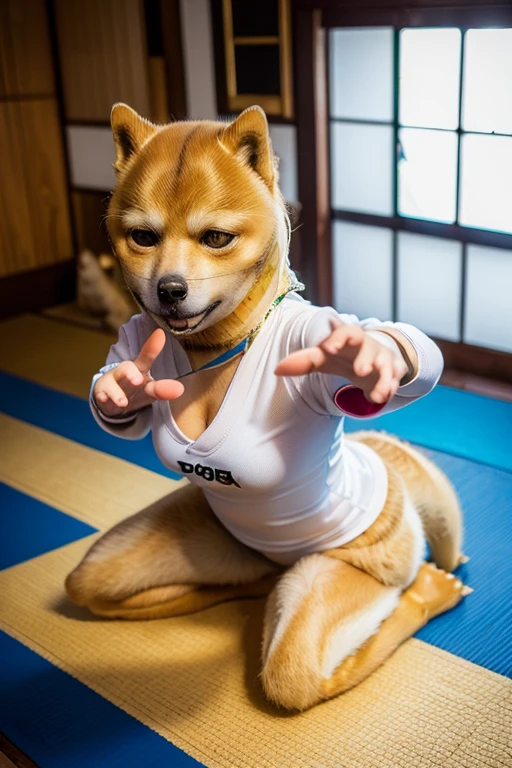 ((Highest quality)), ((masterpiece)), (detailed), One girl,teenager,Japanese, break,(((Dogeza's Pose:1.6))),Big Breasts,Training wear,Sweat,Yoga Mat,Smile,cute,