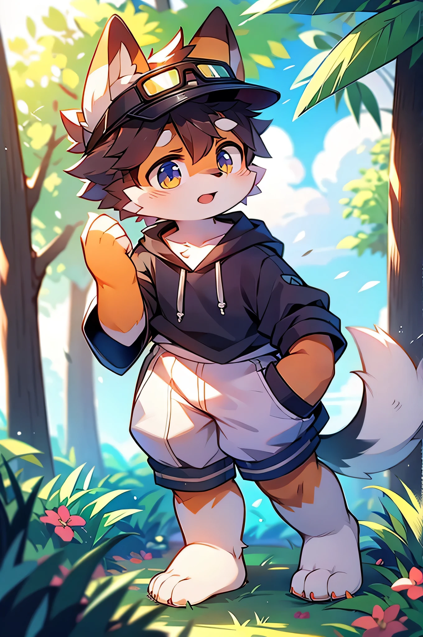 author:Junior Lesque, author:Kirito, Mammals, Furry, male, alone, wear, visor, summer,Stand on your feet