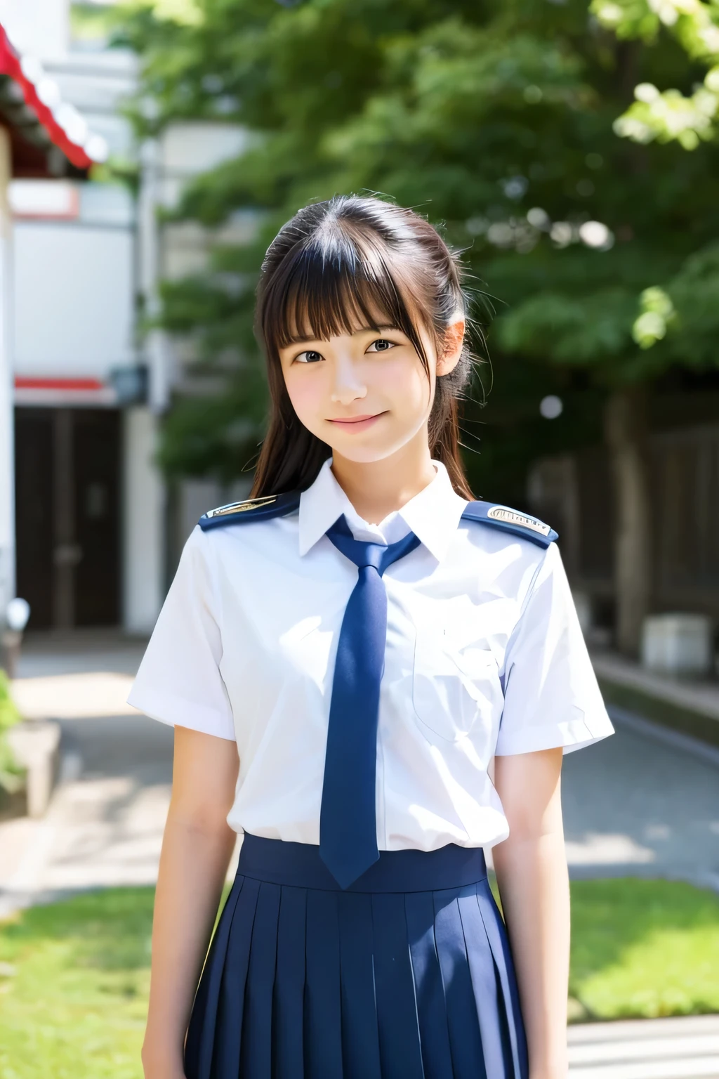 Japanese, 18 years old , pretty, girl, high school student、uniform、summer