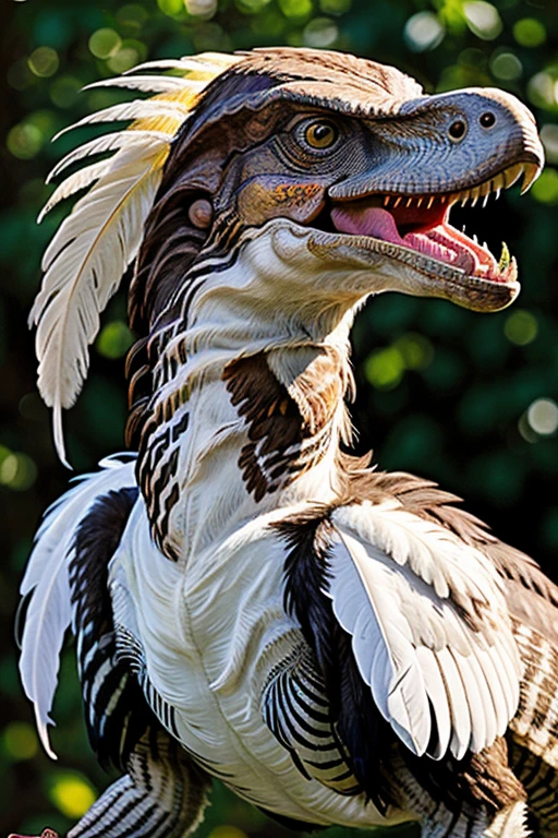 ((Best Quality)), ((masterpiece)), (detailed) ((a velociraptor)) ((feathered)) ((White feathers)) 