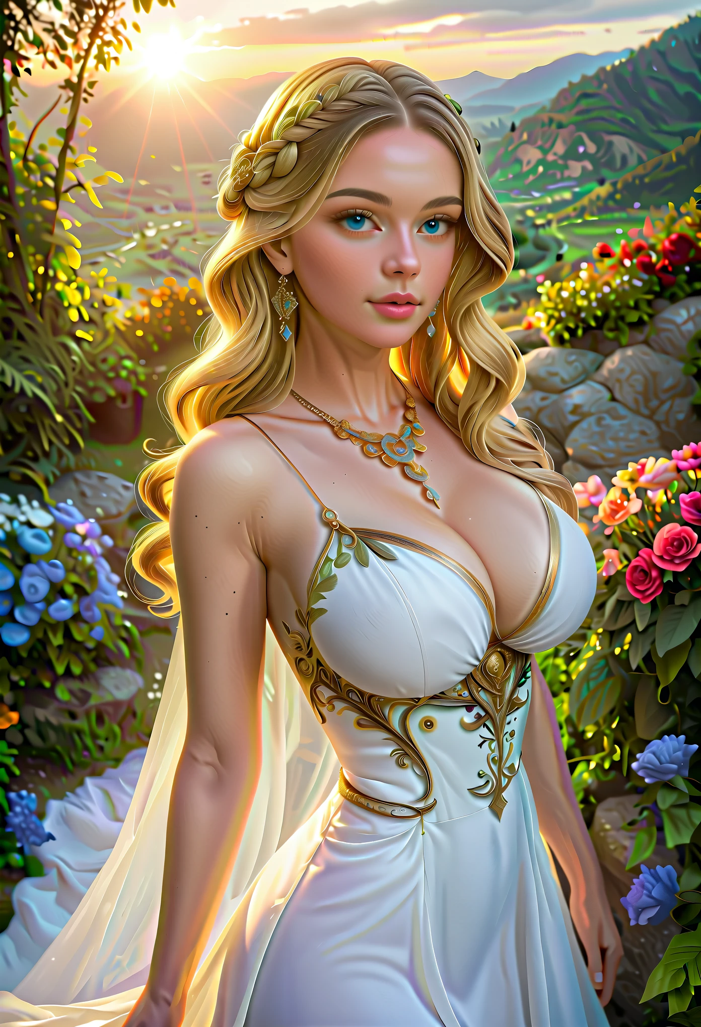 1 beautiful naked girl, Super beautiful detailed face, (Beautiful bare breasts:1.3), (Slender body:1.2), Beautiful Goddess Advent, no pubic hair, detail shaven vagina, Beautiful background, Golden ratio, conceptual art, Super Detail, ccurate, high details, Anatomically correct, Outdoors, Beautiful jungle, (Giant Castle:1.3), cutting edge, Sexy Art, Open your legs, Beautiful girl illuminated by 7 pastel lights, Surrounded by beautiful sunsets, dazzling lights, Super delicate illustration details,