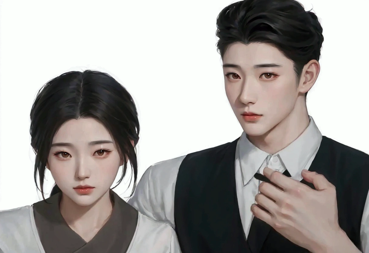 There was a man and woman standing together., Artwork in the style of gouache, High quality fan art, Inspiration from Zhang Han, Inspired by Sim Sa Jung, Inspiration from Yan Juncheng, Realistic art style, Official fan art, Detailed fan art, digital anime illustration, [ digital art 4k ]!!, Inspired by Ma Yuanyu, Realistic art style