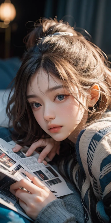 with a girl(alone)、photograph、Fantastic、(Loretta Luxe:1.3)、pastel colour:0.6、freckles、surrealism:1.1、high contrast、super detailed、8K、
