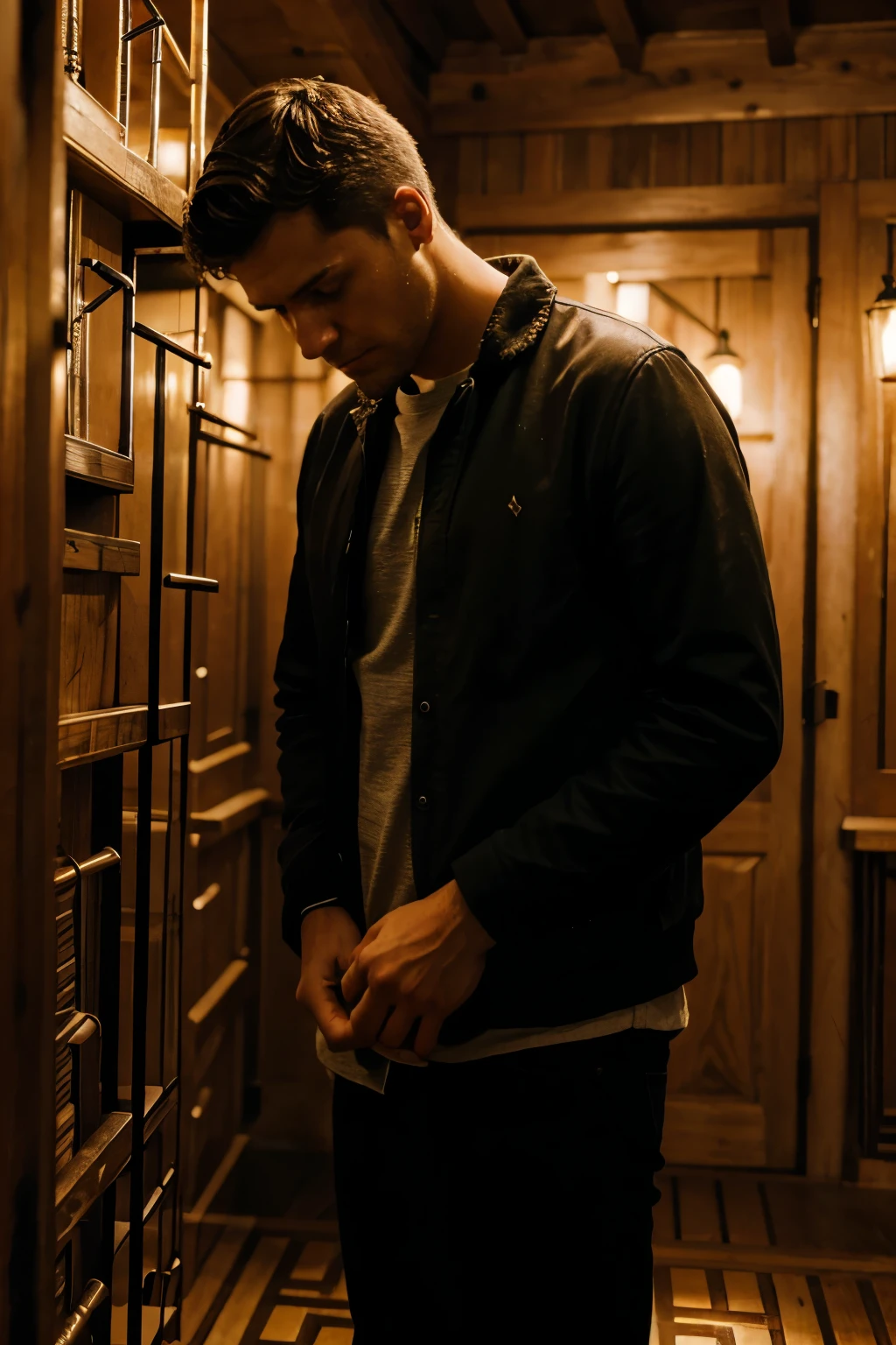 A man feels nauseous inside a maze