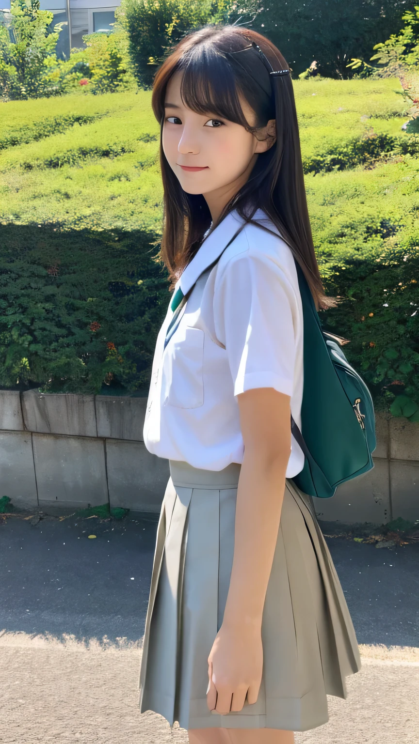 Japanese,  18 years old ,  pretty, girl, high school student、uniform、summer