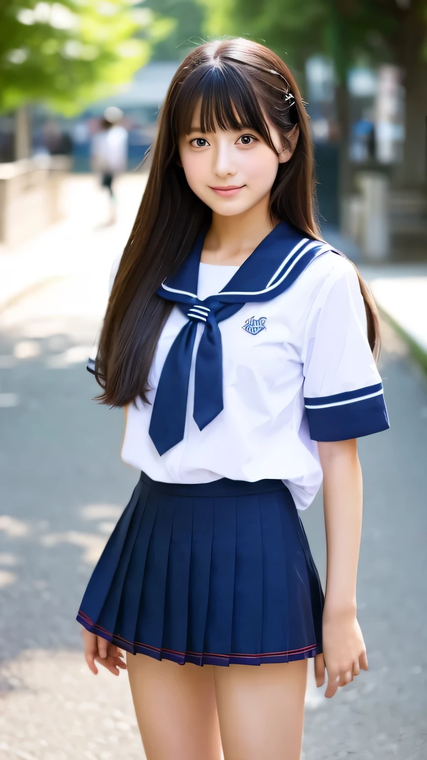 Japanese, 18 years old , pretty, girl, high school student、uniform、summer