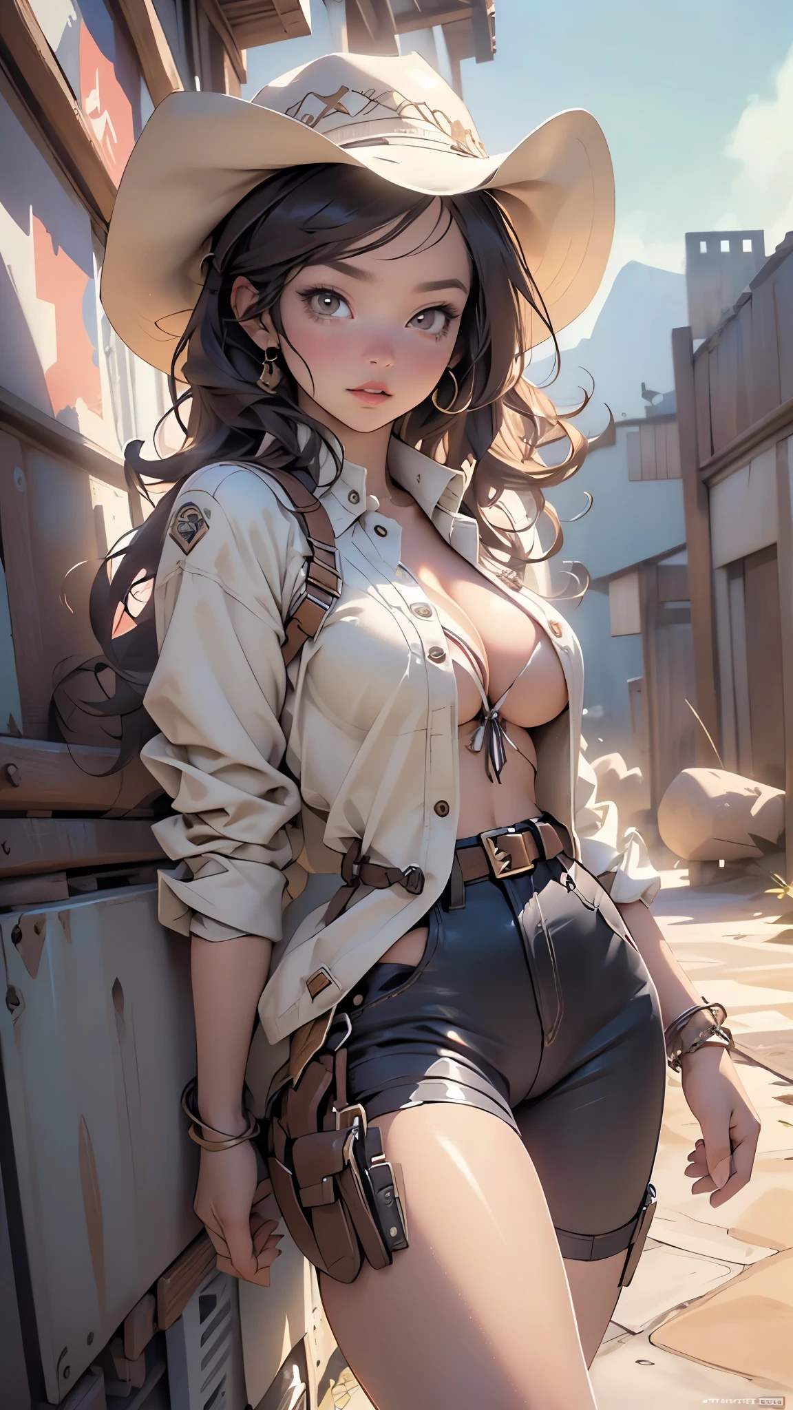 (masterpiece, Highest quality, High resolution, Extremely detailed 8K:1.6), {(1 girl:1.6), Sexy beautiful 17 year old girl with slim body, (Jungle Cruise:1.8):1.6}, (Ultra HD, Very detailed, Very detailed, Very realistic, Ultra-realistic, Photo Real), {Deep writing depth, (Godley:1.2), (bounce front lighting:1.1), (Soft and diffuse lighting:1.6) }, (One girl:1.5), (Long Hair, ponytail:1.4), (dynamic sexy pose), (Very delicate and natural hair:1.3), Close-up, Back view, To the camera, A light smile, (Big, firm, swaying breasts: 1.6), (Very delicate and natural face, Very delicate and natural eyes:1.3),(Very delicate and natural clothing:1.2),(Crystal Blue Eyes:1.2) (Sexy Brown Explorer Jacket, The jacket has a wide opening at the chest, Black shorts, Leather long boots, Survival knife:1.5), {Wave, (deep rain forest, Jungle, Explore the Amazon River by boat, Moonlight, ancient ruins:1.6), (Sitting on the boat:1.3),(Amazon Jungle:1.6), River dolphin}, Provocative, Vibrant, enthusiastic