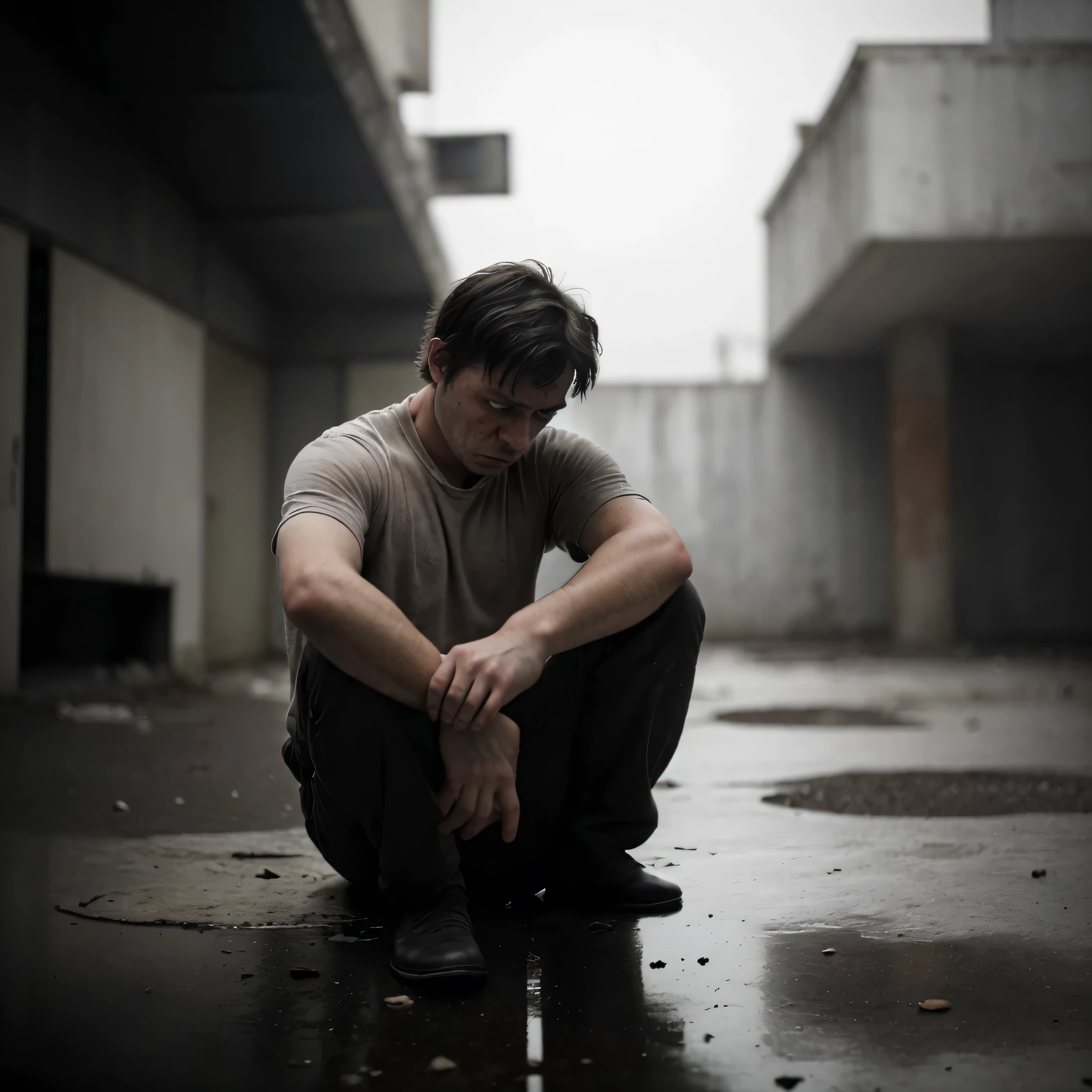 Alone and abandoned man, sadness