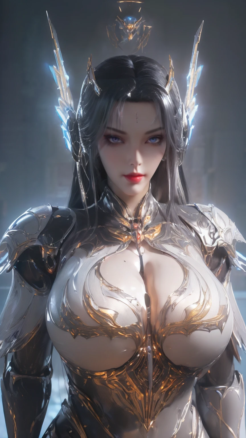 (Surrealism:1.5), Artificial Intelligence Girl Generator (Beautiful white hair, Phoenix Gold Helmet:1.1), ((Huge fake breasts,Chest groove:1.5)), ((:1.5)), (Muscle Abs:1.3), (full-body shot),((Dark Shiny Futuristic Mech Cropped Top, Future Black Mecha Bodysuit,portrait:1.5)), ((Busty Adult, Sweaty body:1.1)), (Looking at the audience:1.3), (Women's Focus:0.8), (HALLRoom OF FUTURISTIC SPACE STATION:1), (Glossy white_Room:1.3), Super texture, (4X Multi-Anti-Aliasing), ((Unreal Engine 5 Rendering)), Physically Based Rendering, Ultra HD, 16K, 1080P.